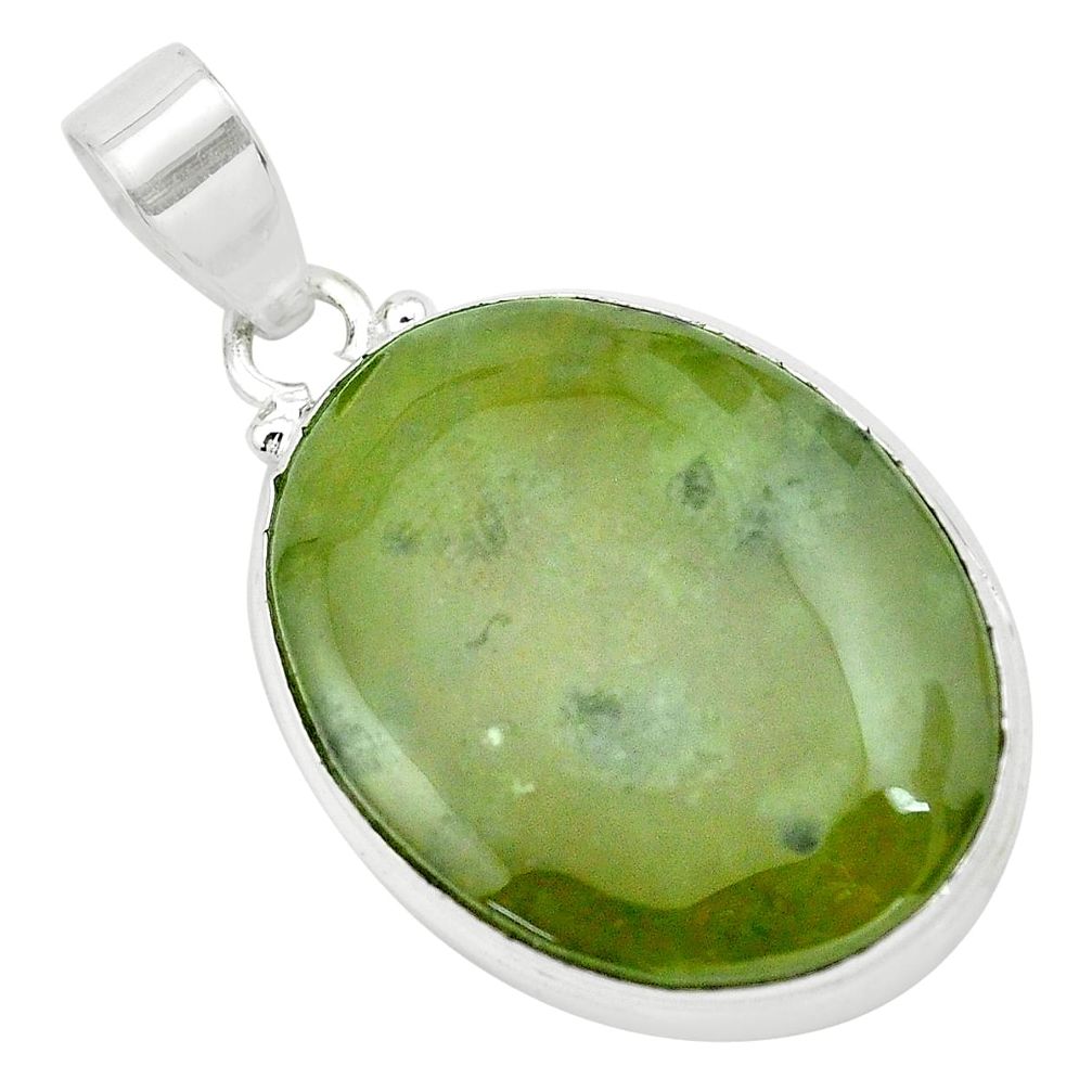 23.46cts natural green vasonite oval 925 sterling silver pendant jewelry p66247
