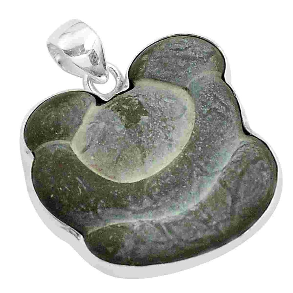 34.94cts natural grey fairy stone 925 sterling silver pendant jewelry p43002