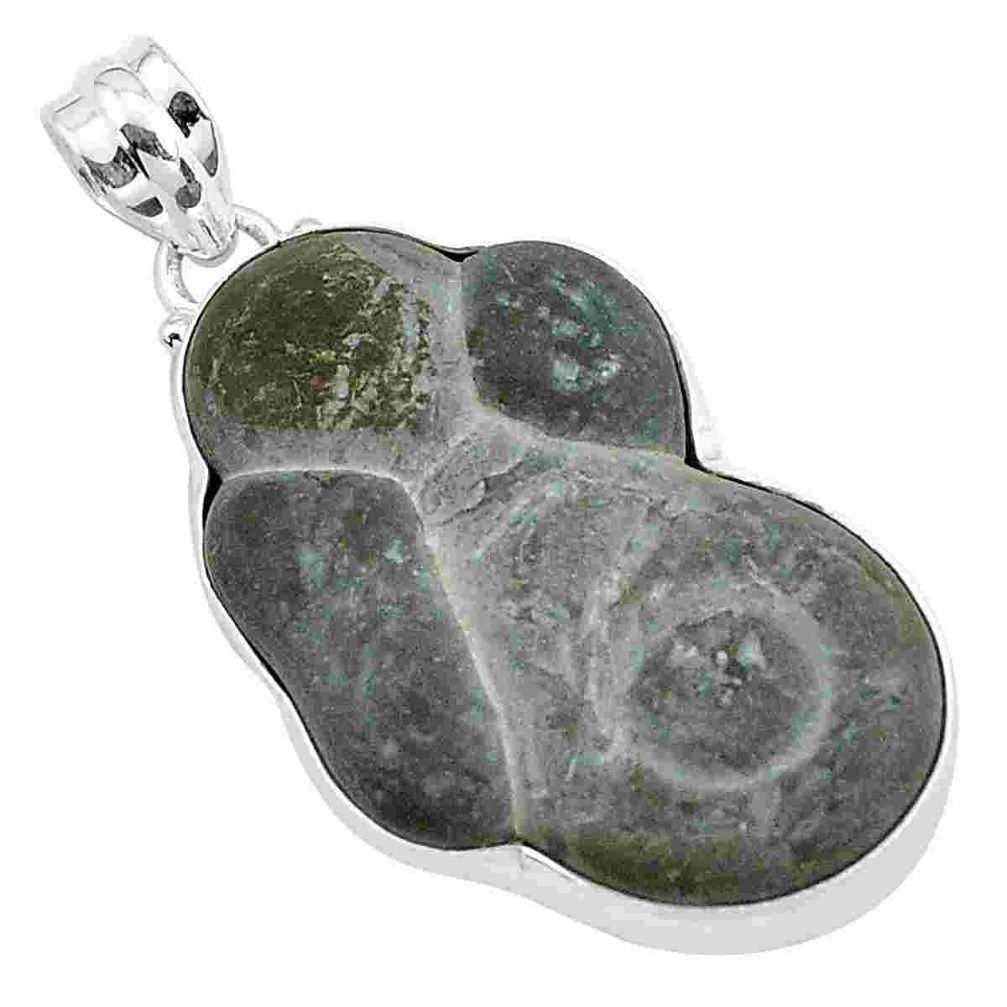 30.88cts natural grey fairy stone 925 sterling silver pendant jewelry p43011