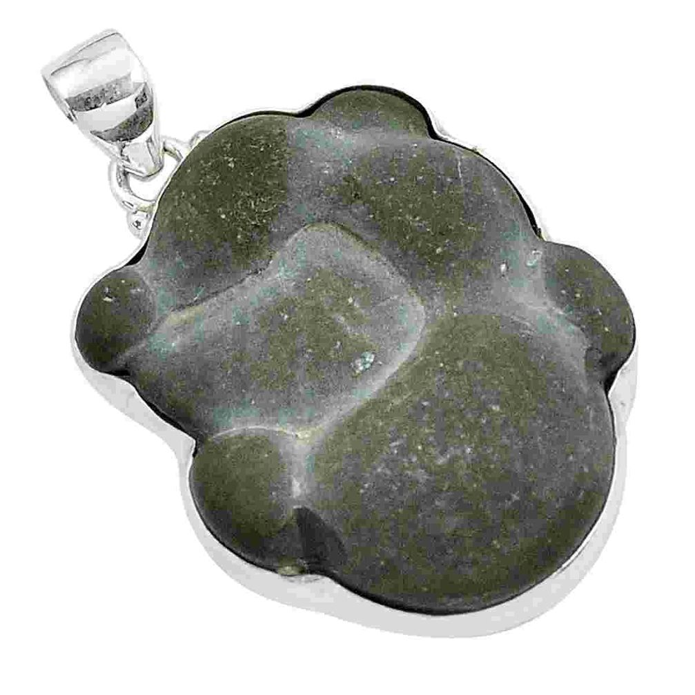 35.53cts natural grey fairy stone 925 sterling silver pendant jewelry p43026