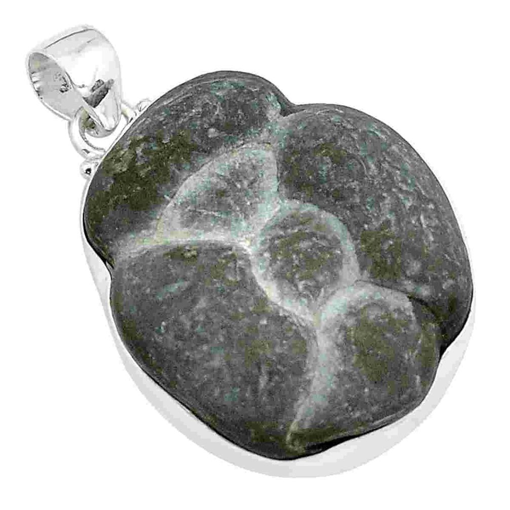 43.93cts natural grey fairy stone 925 sterling silver pendant jewelry p43042