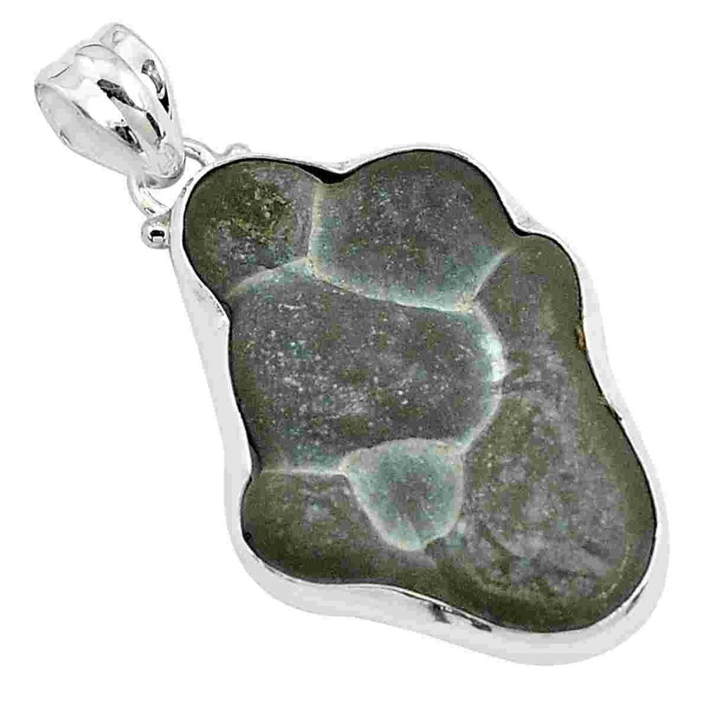 19.23cts natural grey fairy stone 925 sterling silver pendant jewelry p43060