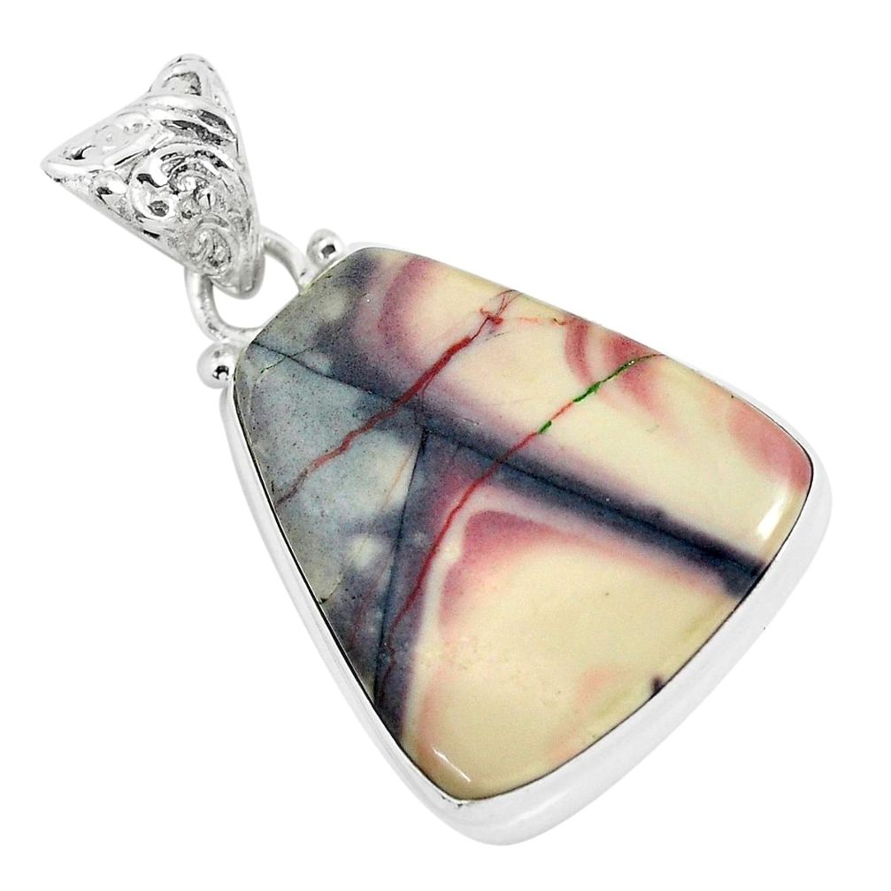 20.72cts natural grey porcelain jasper (sci fi) 925 silver pendant p46282