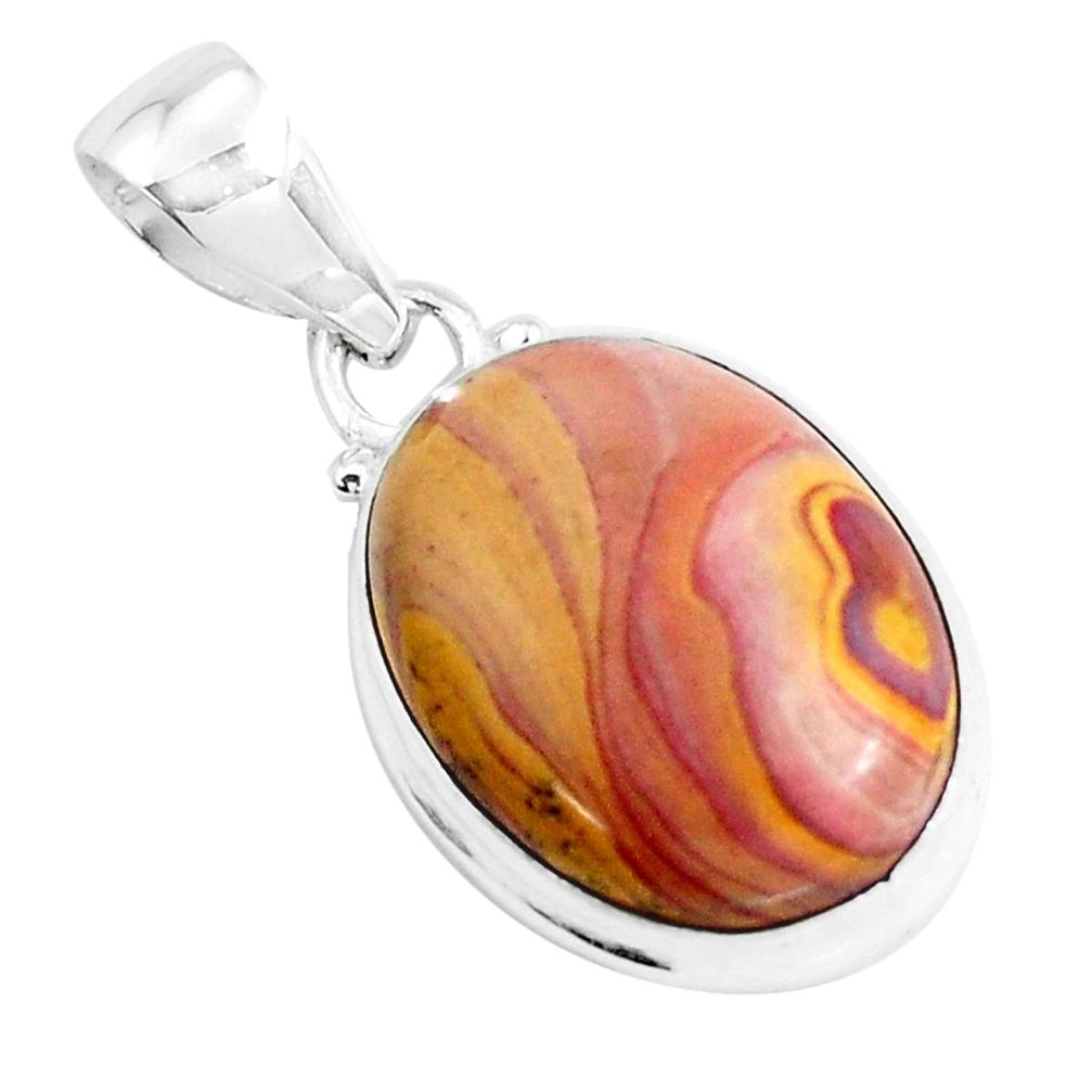 14.18cts natural heckonite rainbow 925 sterling silver pendant jewelry p49343