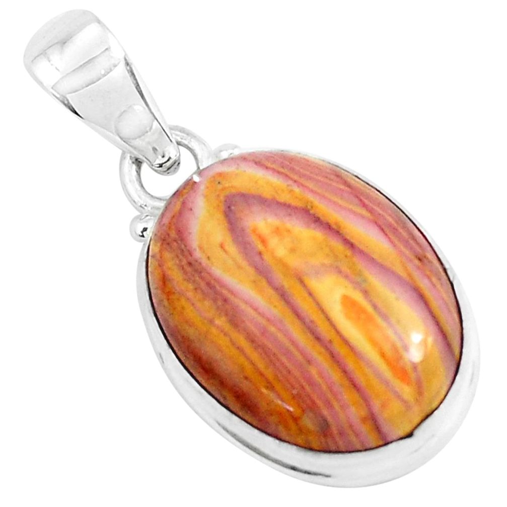 14.20cts natural heckonite rainbow 925 sterling silver pendant jewelry p49346