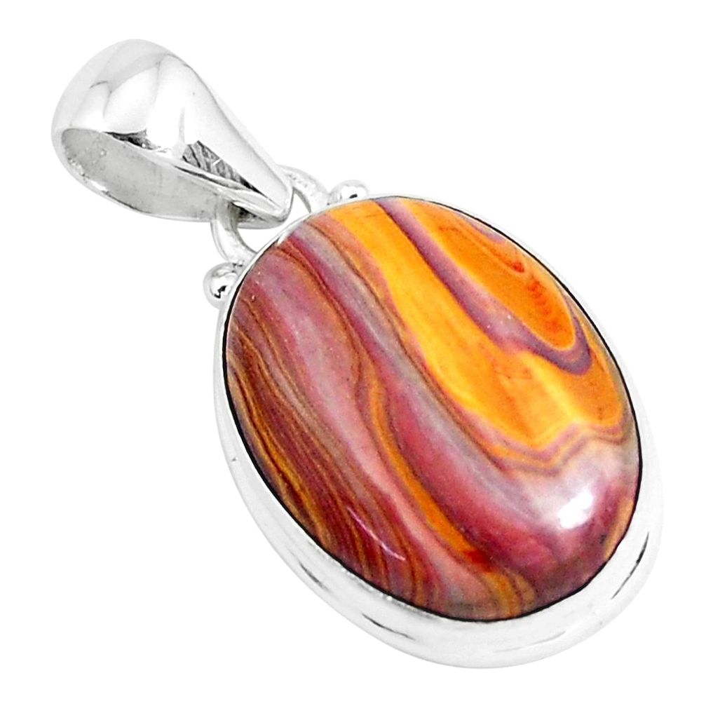 13.70cts natural heckonite rainbow 925 sterling silver pendant jewelry p49357