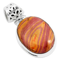 15.08cts natural heckonite rainbow 925 sterling silver pendant jewelry p49374