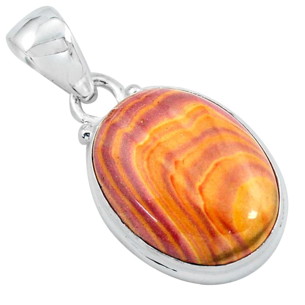 13.67cts natural heckonite rainbow 925 sterling silver pendant jewelry p59442