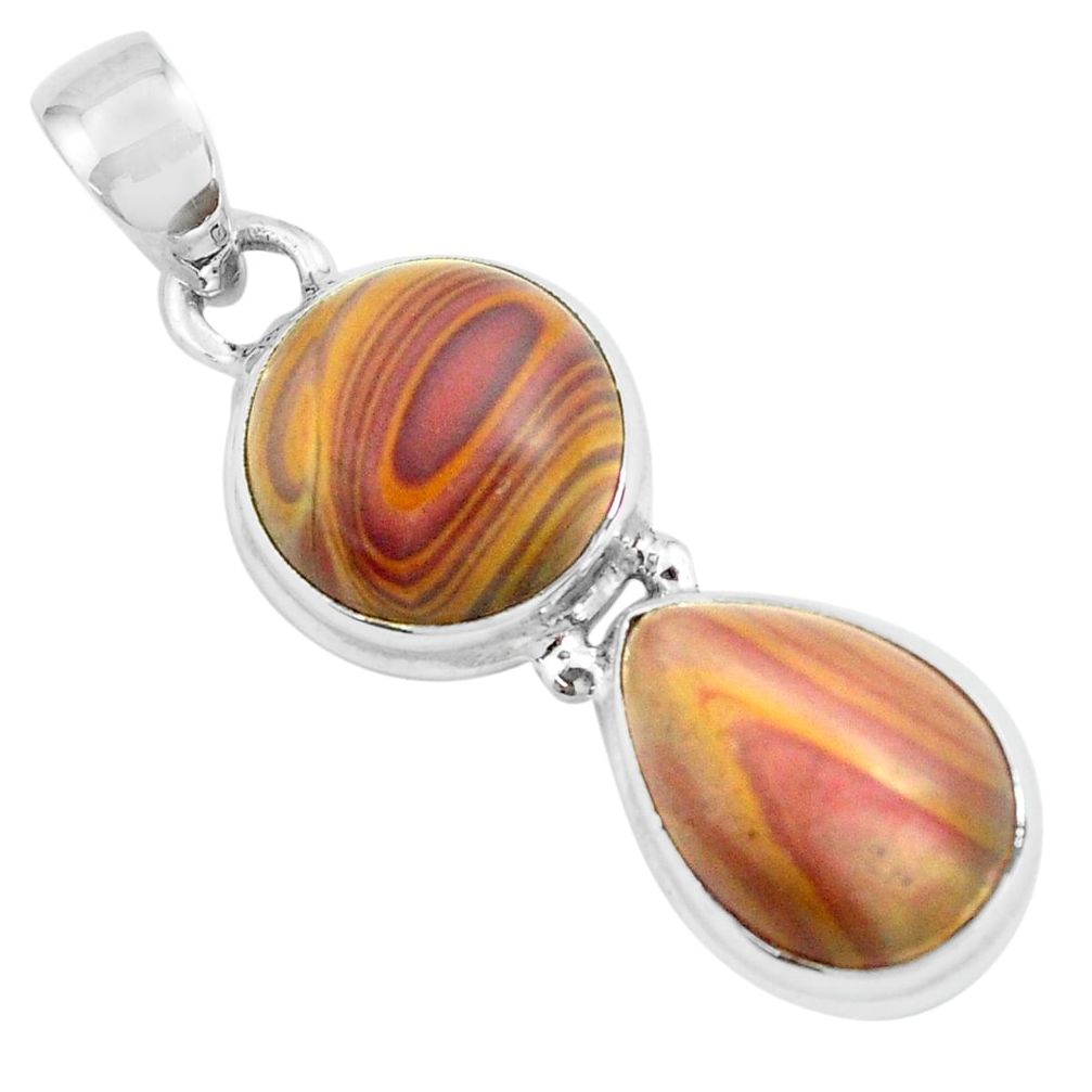 12.83cts natural heckonite rainbow 925 sterling silver pendant jewelry p67658
