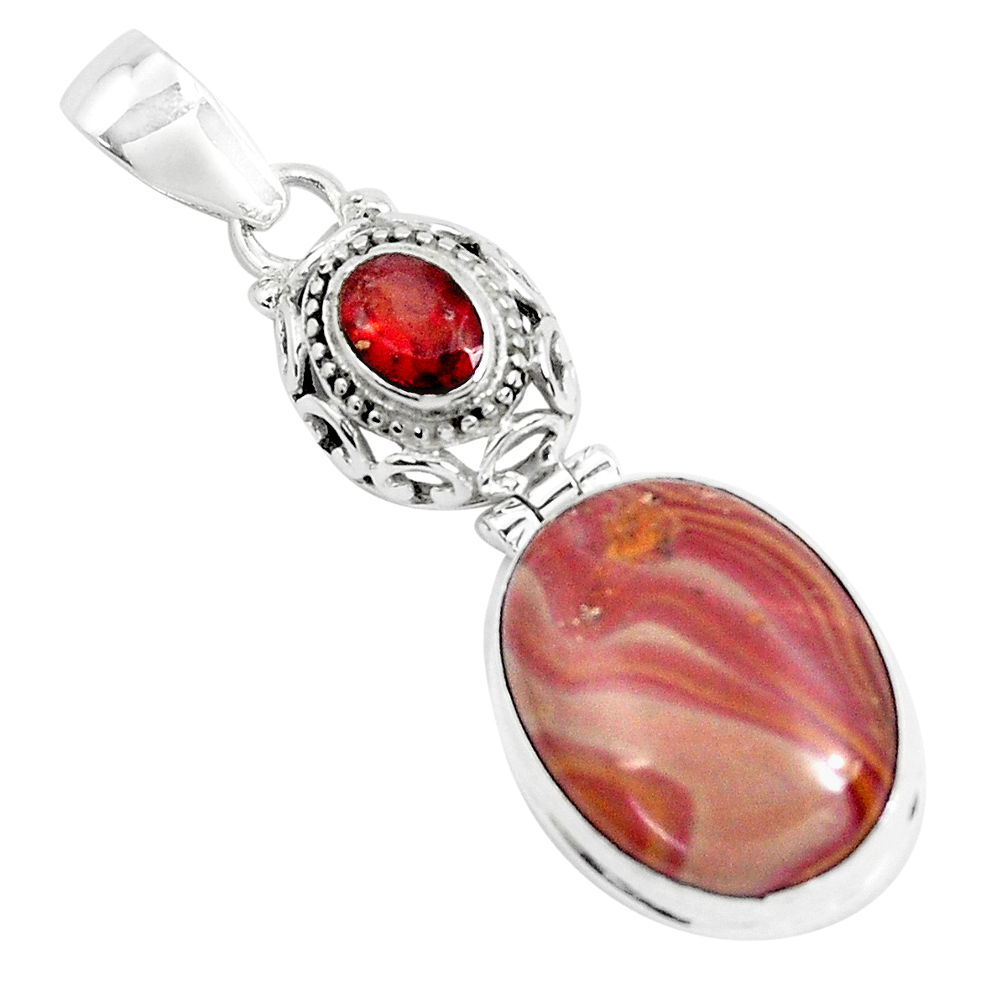 15.35cts natural heckonite rainbow garnet 925 sterling silver pendant p49362