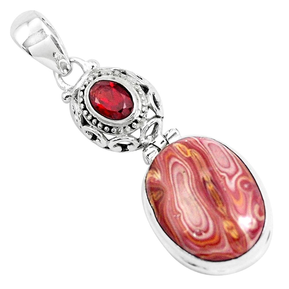 15.33cts natural heckonite rainbow garnet 925 sterling silver pendant p49364