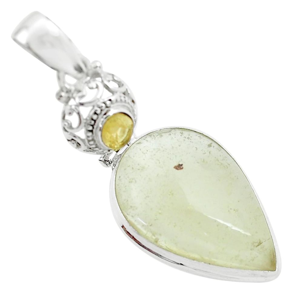 25.00cts natural libyan desert glass (gold tektite) 925 silver pendant p58566