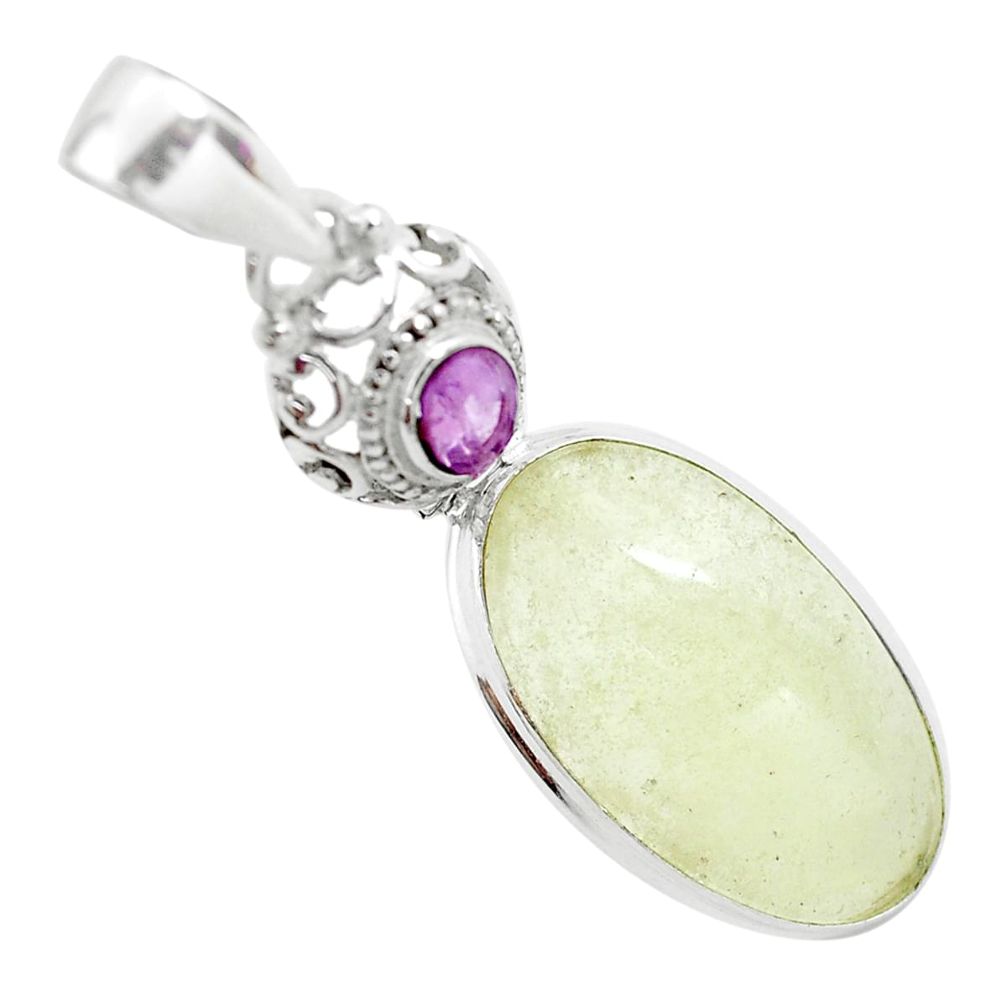 20.96cts natural libyan desert glass (gold tektite) 925 silver pendant p58576