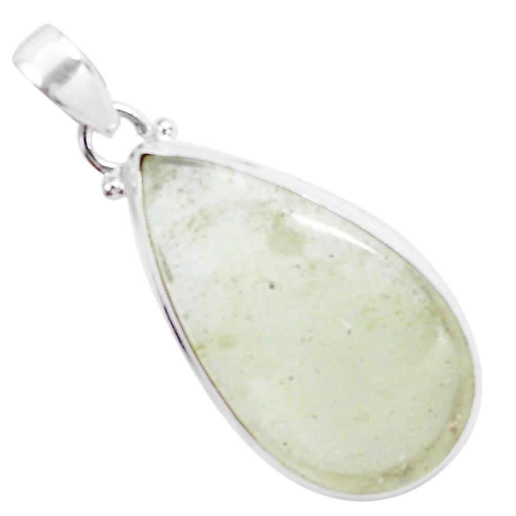 19.12cts natural libyan desert glass (gold tektite) 925 silver pendant p58585