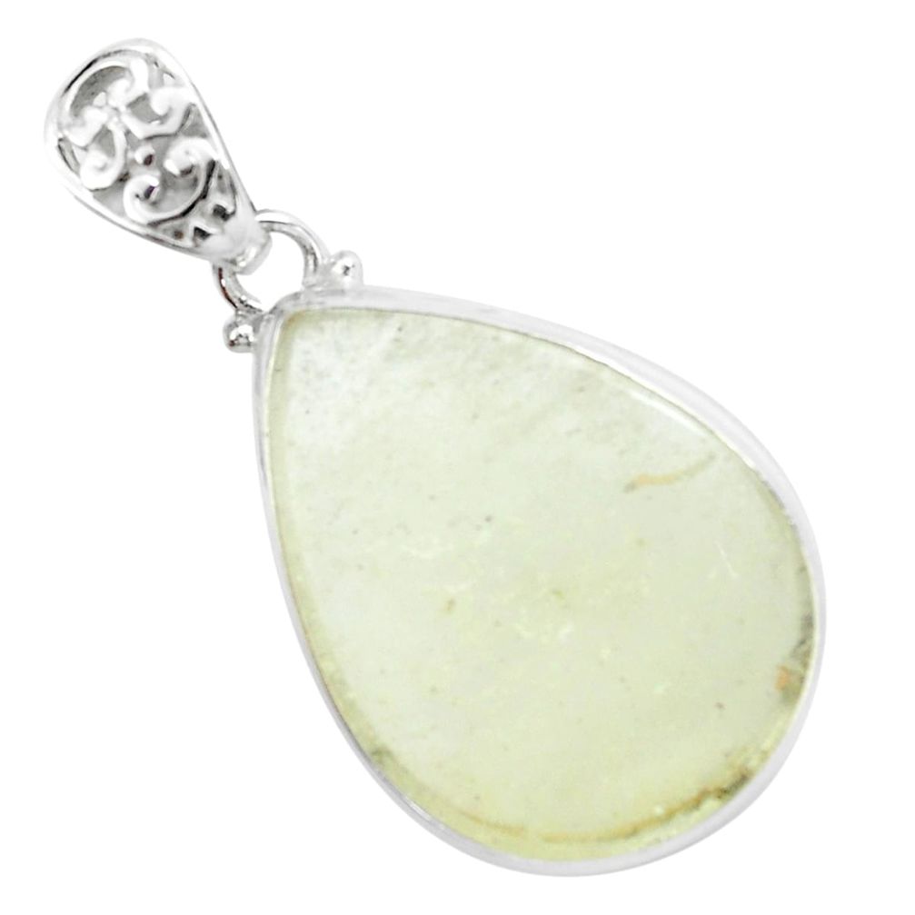 24.00cts natural libyan desert glass (gold tektite) 925 silver pendant p58595