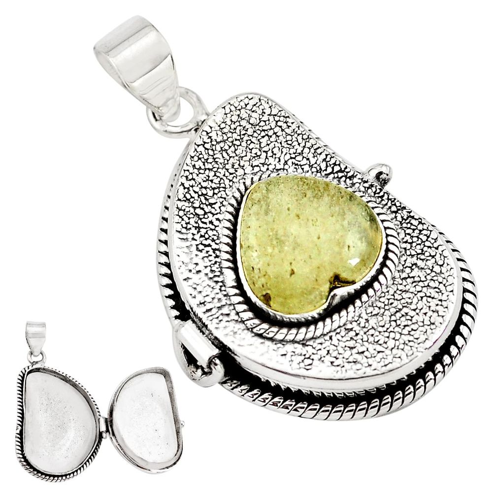 5.16cts natural libyan desert glass 925 silver poison box pendant jewelry p79887