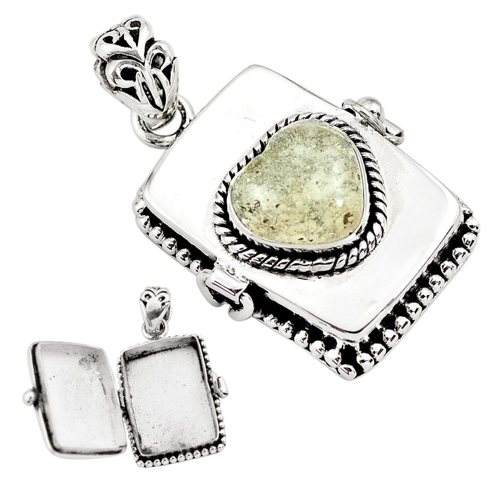 5.24cts natural libyan desert glass 925 silver poison box pendant jewelry p79993