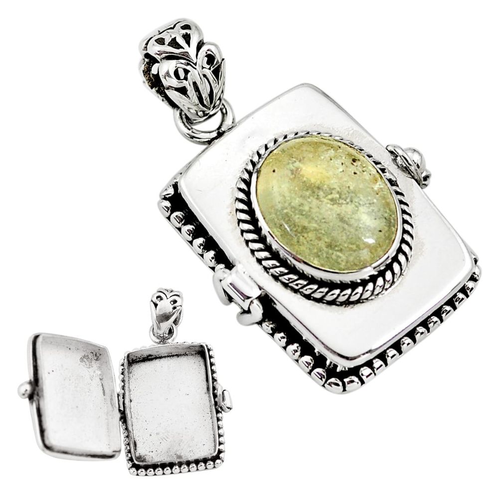 5.76cts natural libyan desert glass 925 silver poison box pendant jewelry p79999