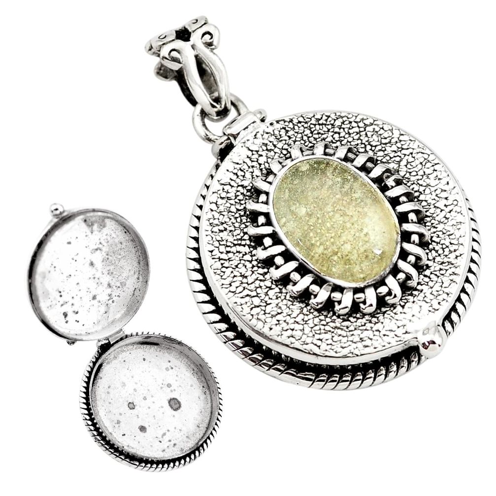 5.41cts natural libyan desert glass oval 925 silver poison box pendant p79885