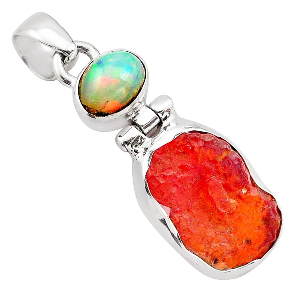 10.05cts natural mexican fire opal ethiopian opal 925 silver pendant p84323