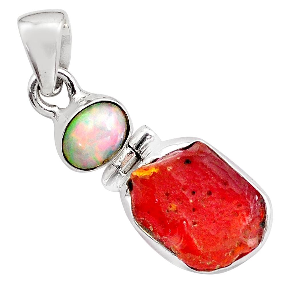 9.72cts natural mexican fire opal ethiopian opal 925 silver pendant p84332