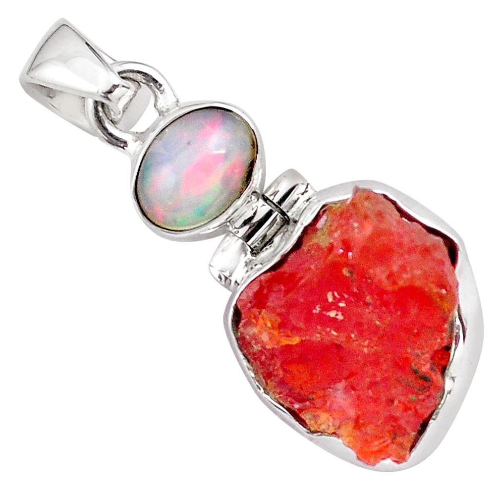 10.08cts natural mexican fire opal ethiopian opal 925 silver pendant p84334