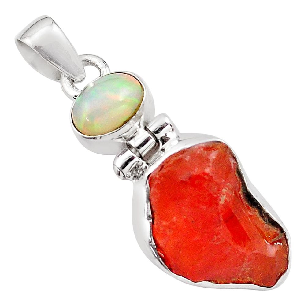 10.22cts natural mexican fire opal ethiopian opal 925 silver pendant p84339