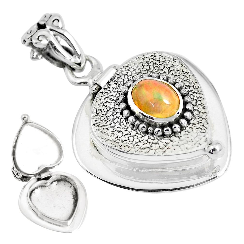 1.92cts natural multi color ethiopian opal 925 silver poison box pendant p44939