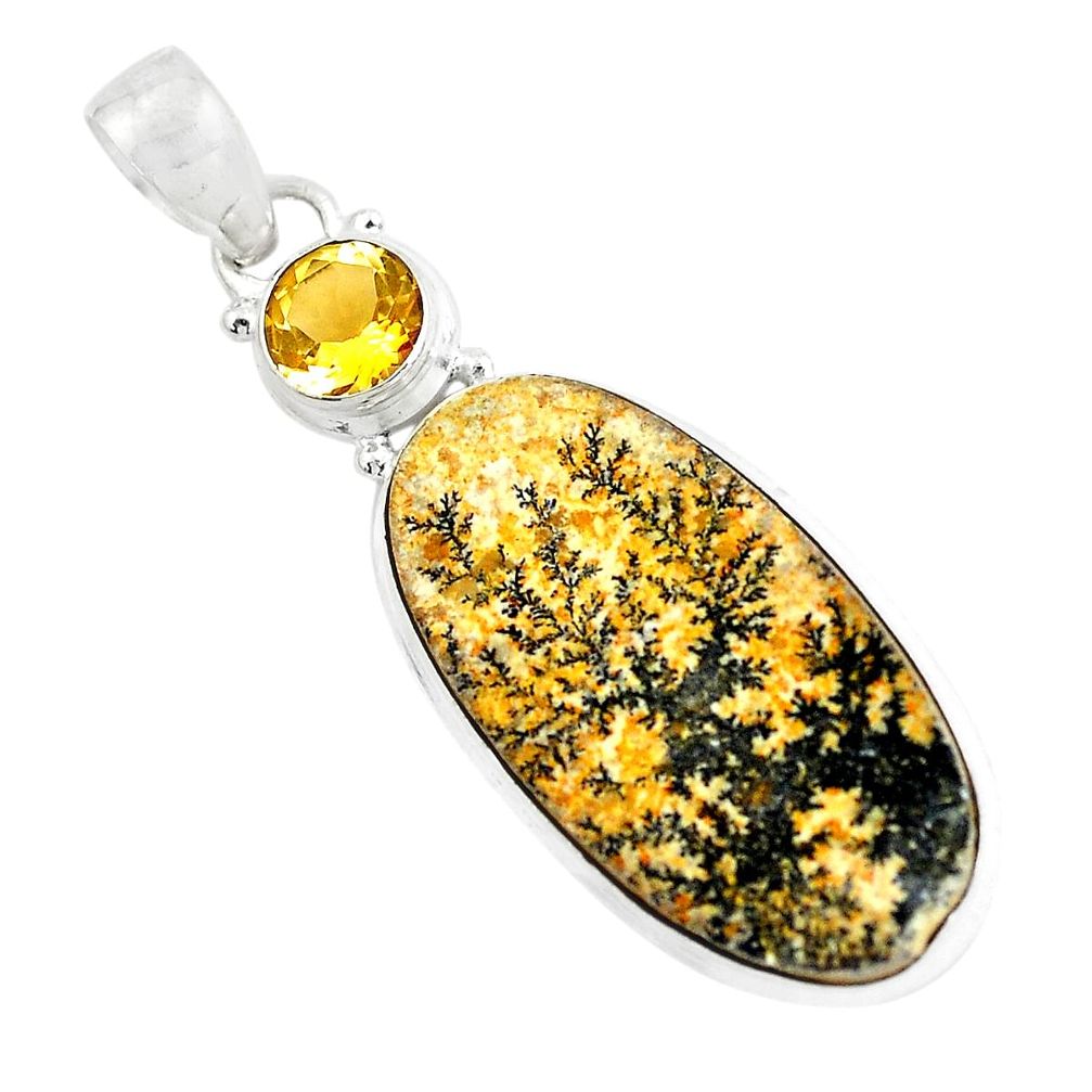 Natural multi color germany psilomelane dendrite 925 silver pendant d31231