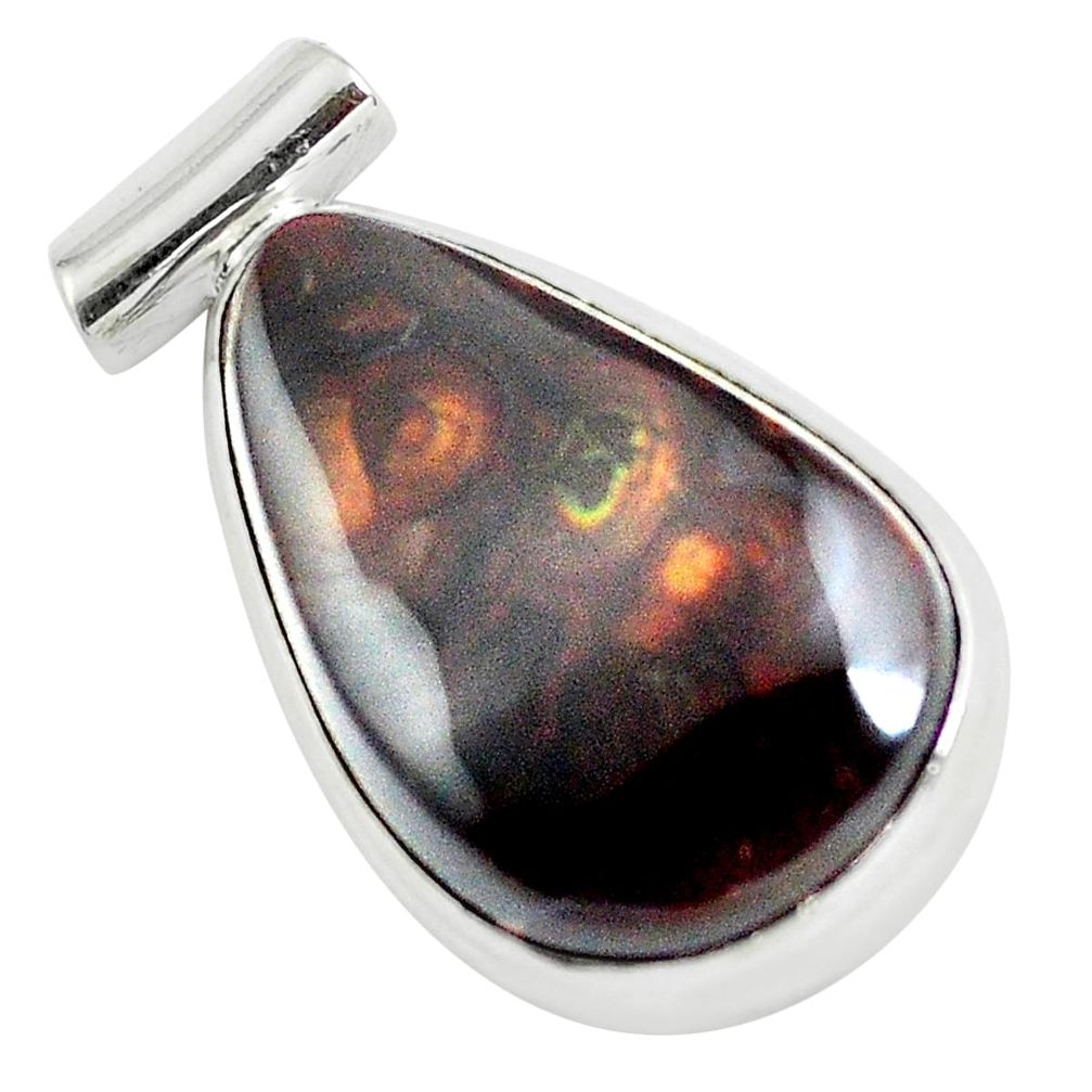 14.23cts natural multi color mexican fire agate 925 silver pendant d31914