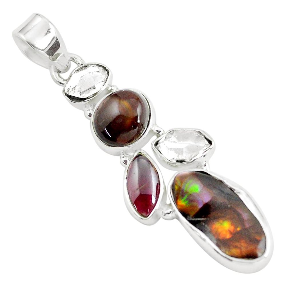 14.40cts natural multi color mexican fire agate 925 silver pendant d31936