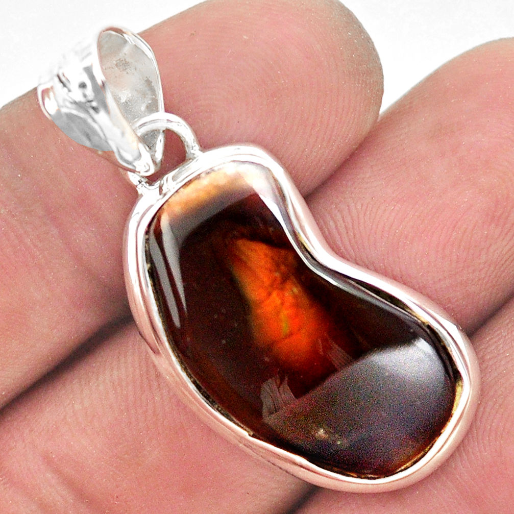 16.85cts natural multi color mexican fire agate 925 silver pendant p54023