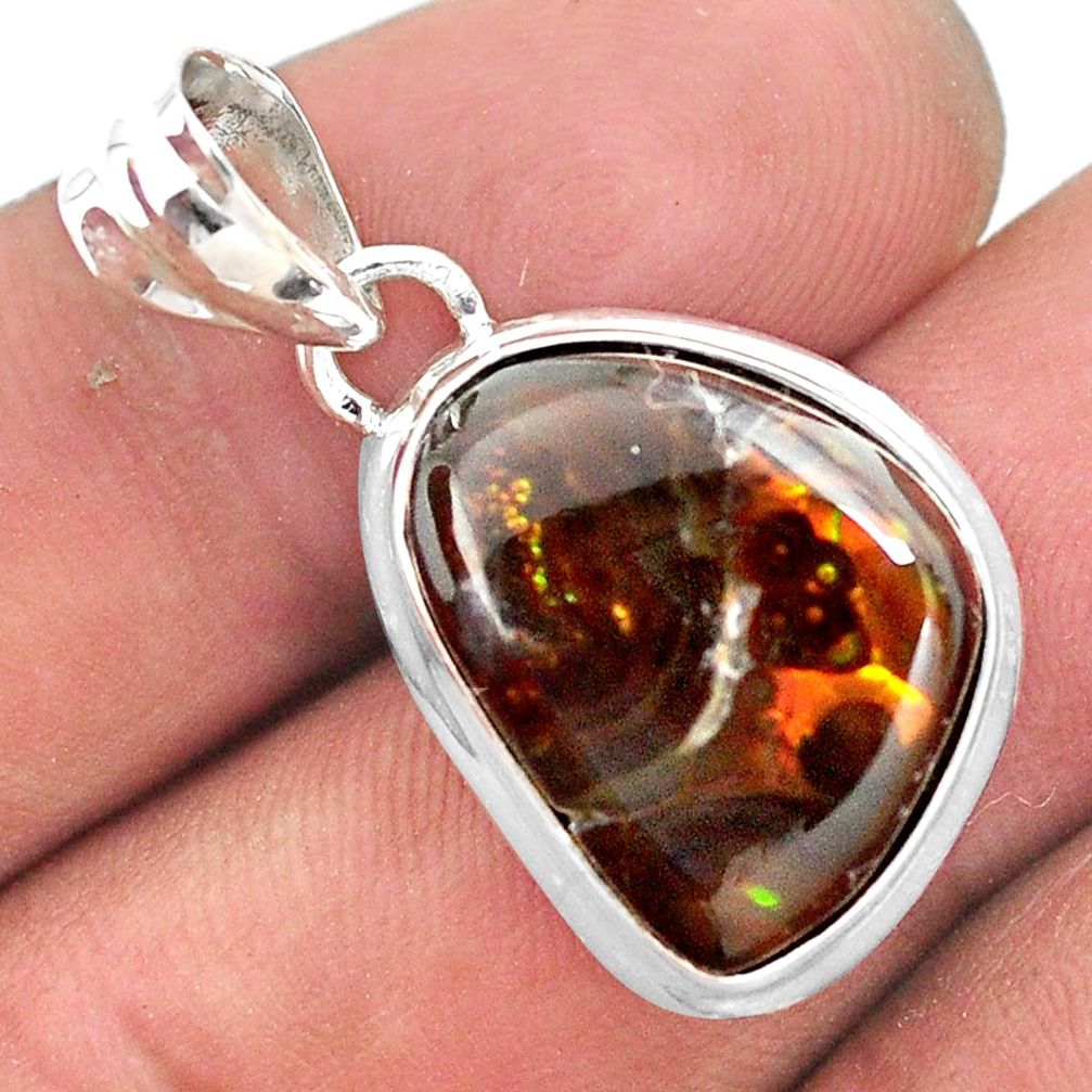 13.15cts natural multi color mexican fire agate 925 silver pendant p54034