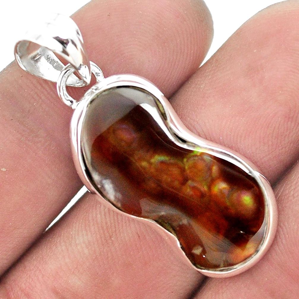 18.15cts natural multi color mexican fire agate 925 silver pendant p54054