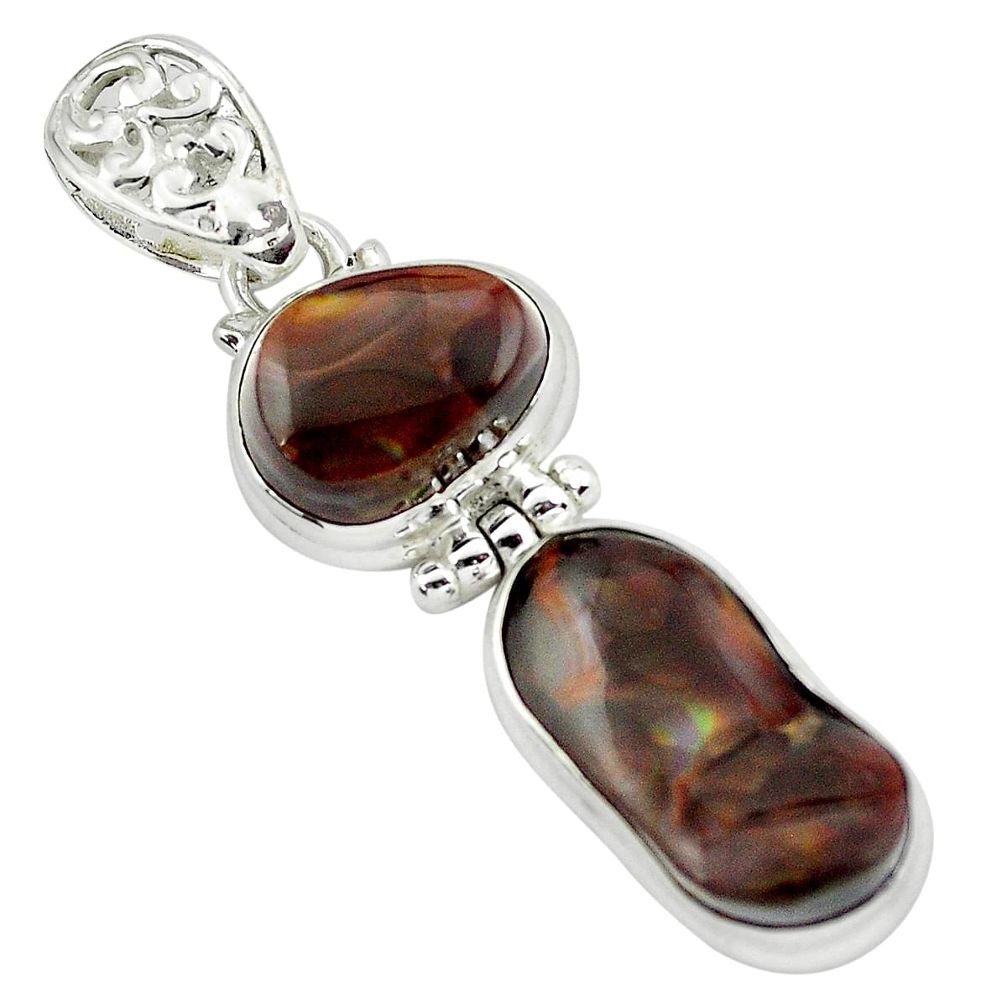 16.13cts natural multi color mexican fire agate 925 silver pendant p59400