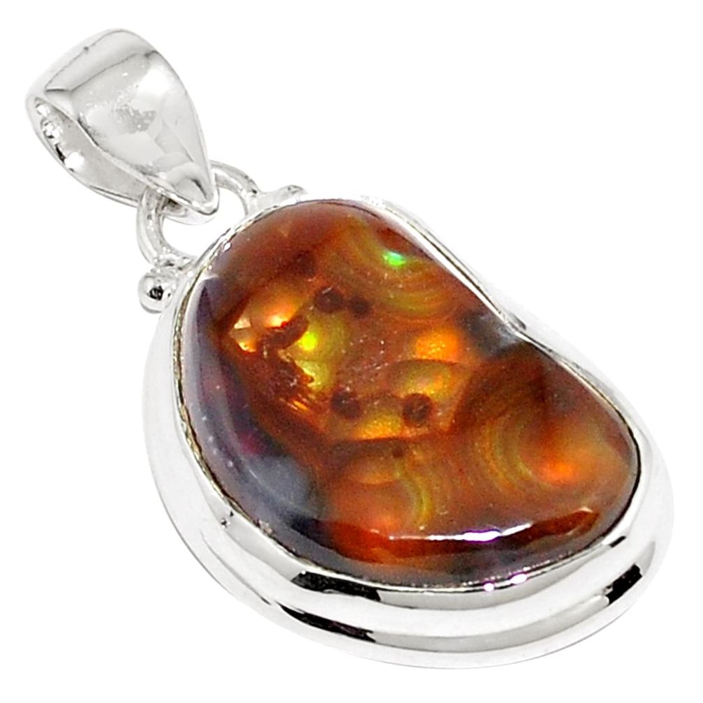 20.88cts natural multi color mexican fire agate 925 silver pendant p76361