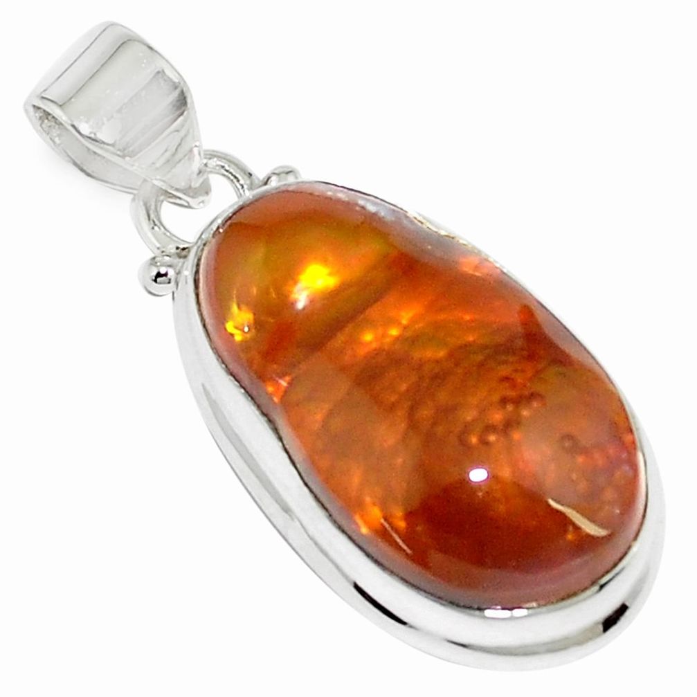 21.48cts natural multi color mexican fire agate 925 silver pendant p76379