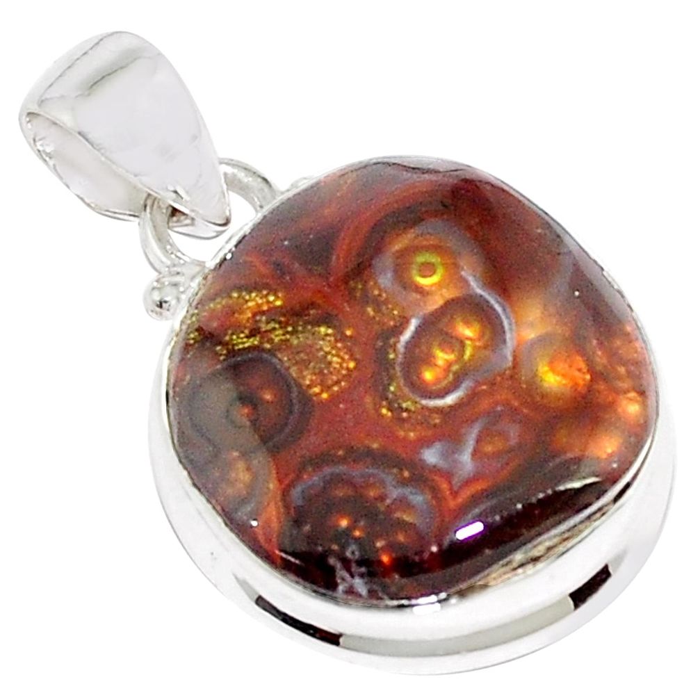 21.48cts natural multi color mexican fire agate 925 silver pendant p76388