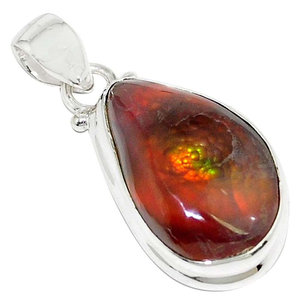 17.18cts natural multi color mexican fire agate 925 silver pendant p76392