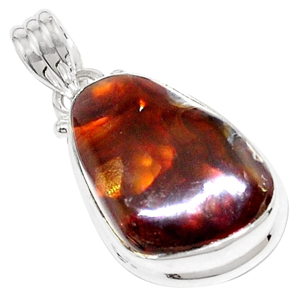 16.85cts natural multi color mexican fire agate 925 silver pendant p76427