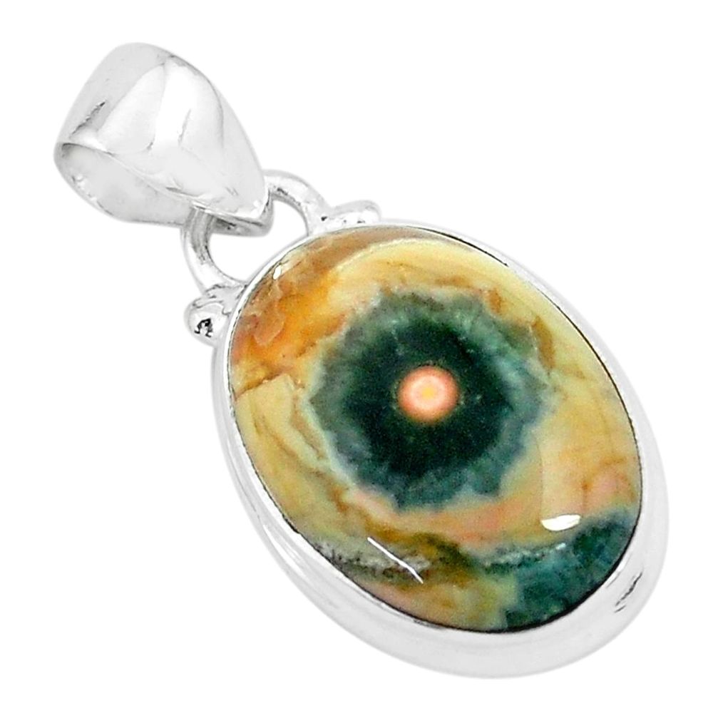 10.65cts natural multi color ocean sea jasper (madagascar) silver pendant p65651