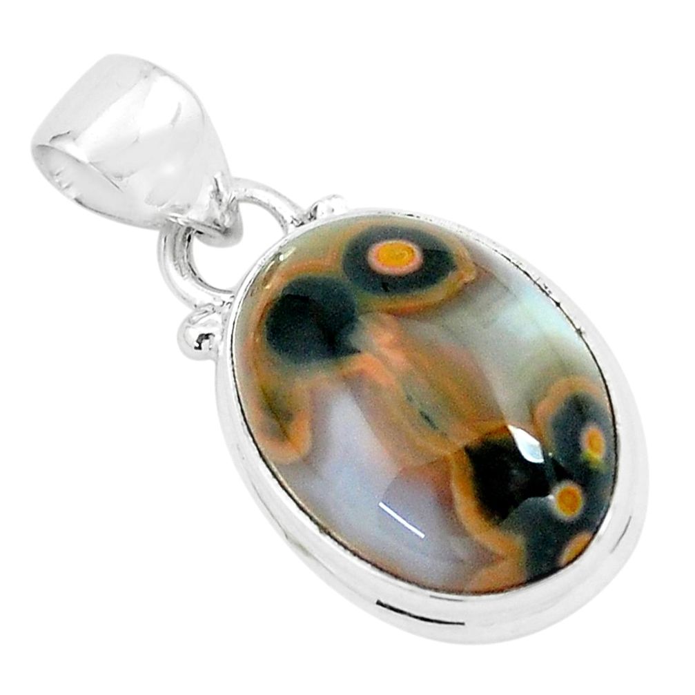 11.73cts natural multi color ocean sea jasper (madagascar) silver pendant p65652