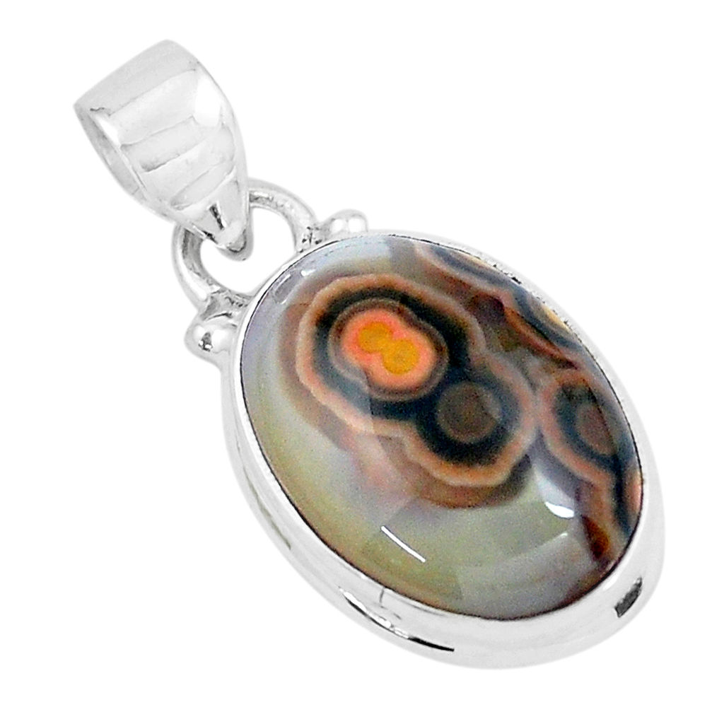 11.20cts natural multi color ocean sea jasper (madagascar) silver pendant p65661