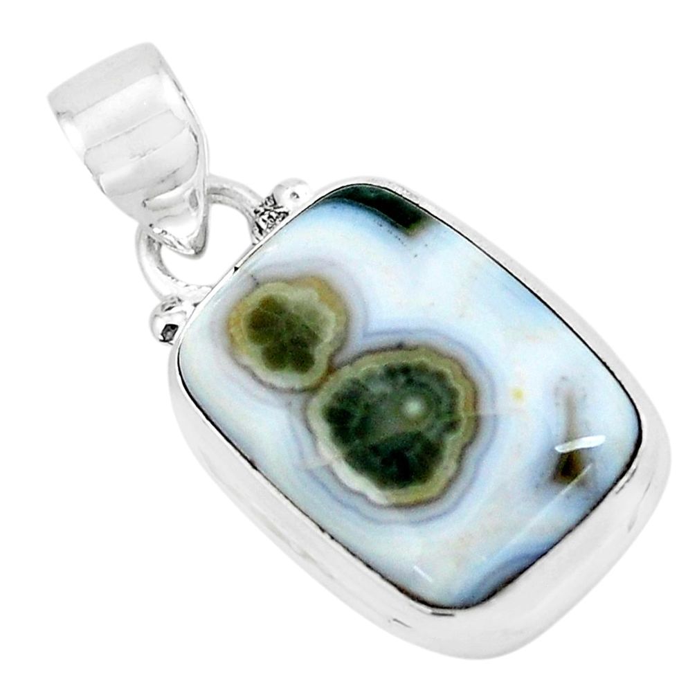 12.22cts natural multi color ocean sea jasper (madagascar) silver pendant p65673