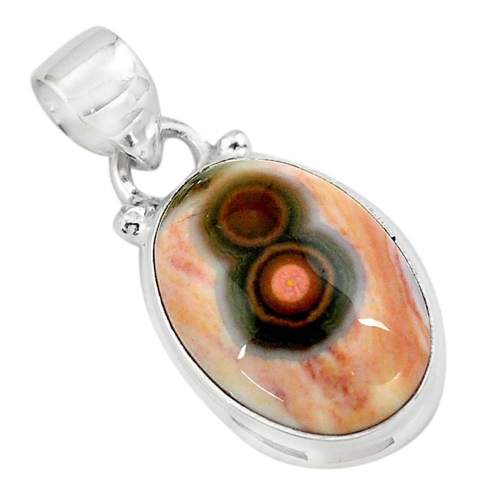 12.58cts natural multi color ocean sea jasper (madagascar) silver pendant p70595