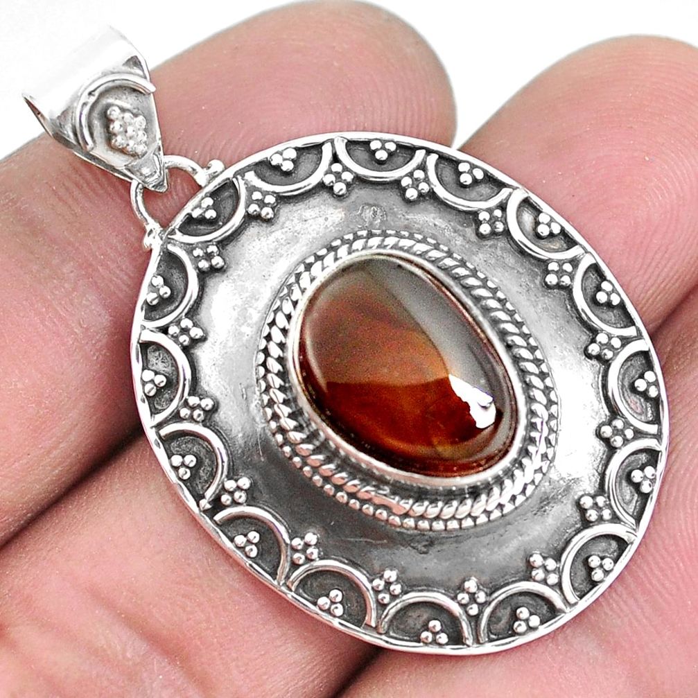 5.65cts natural multicolor mexican fire agate 925 sterling silver pendant p33443