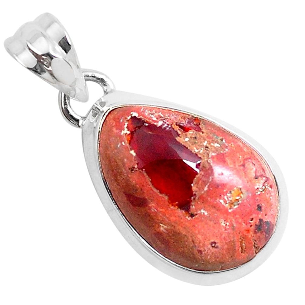 13.15cts natural multicolor mexican fire opal 925 sterling silver pendant p46772