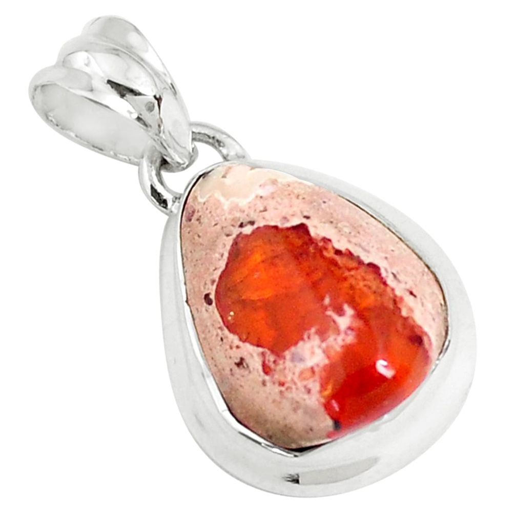 11.20cts natural multicolor mexican fire opal 925 sterling silver pendant p46782