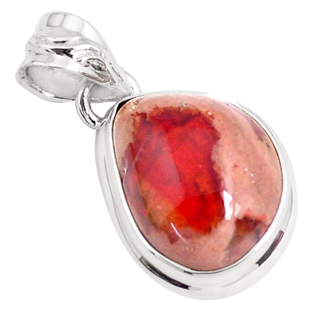 11.57cts natural multicolor mexican fire opal 925 sterling silver pendant p46785