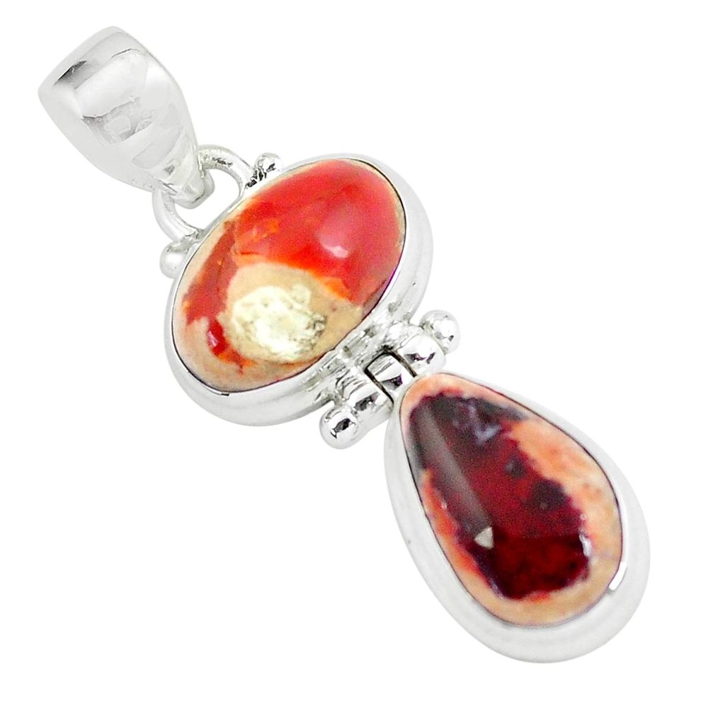 11.23cts natural multicolor mexican fire opal 925 sterling silver pendant p59428